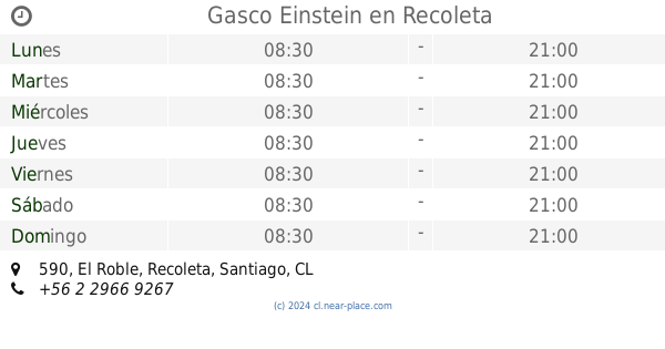 Horarios Einstein 655 Recoleta Recoleta Contactos